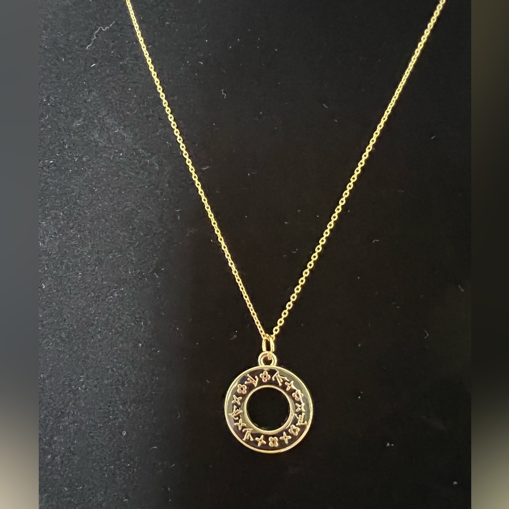 Authentic Black and Gold Upcycled LV Donut Necklace